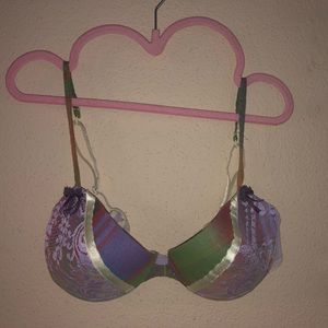 Y2K Purple Lace and Plaid Underwire Bra